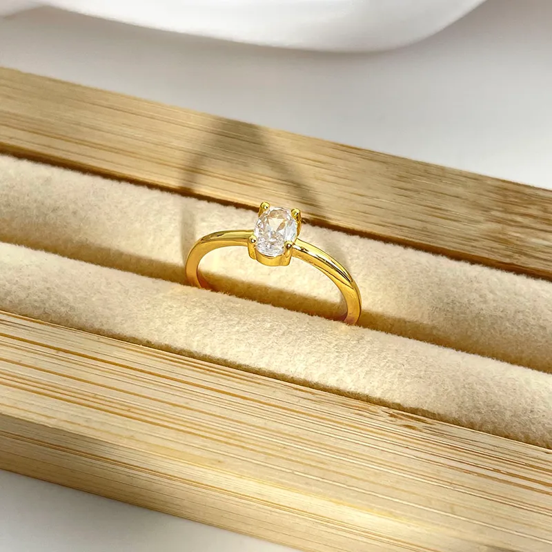 Oval Stone Open Ring